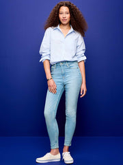 Extra High-Waisted Rockstar 360° Stretch Super-Skinny Jeans - Light Dip