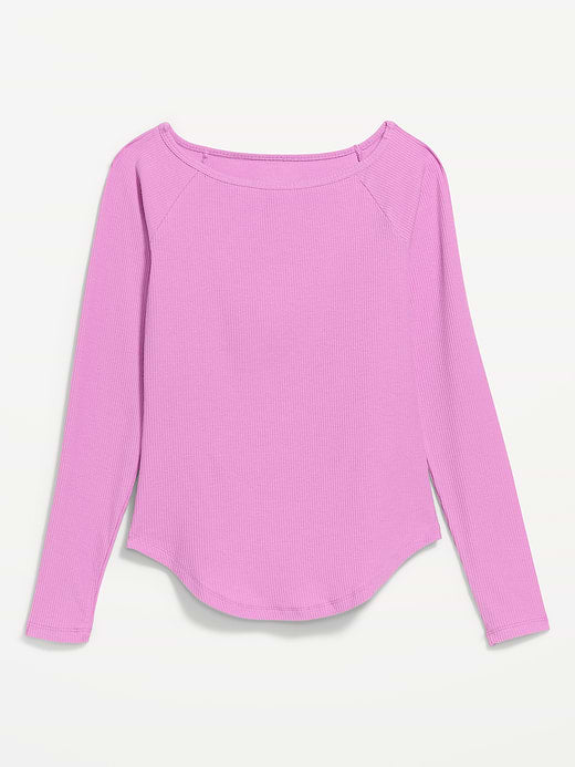 CloudLite Ribbed Long-Sleeve Boatneck Top - Orchid