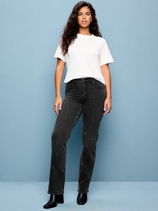 Mid-Rise Straight Leg Jeans - Grey Matter