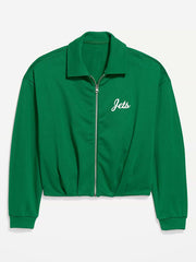 New York Jets Oversized Fleece Bomber Jacket for Women - New York Jets