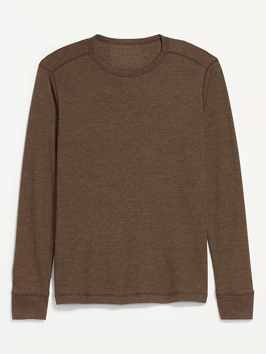 Crew-Neck Waffle T-Shirt - Dark Walnut