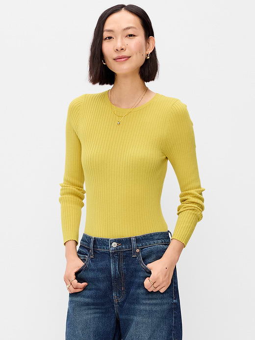 SoSoft Lite Crew-Neck Long-Sleeve Ribbed Top - Golden Glow