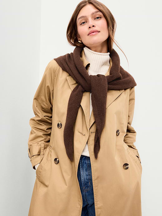 Oversized Rib-Knit Triangle Scarf - Earthen