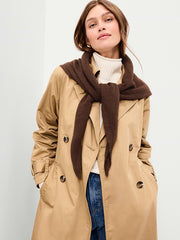 Oversized Rib-Knit Triangle Scarf - Earthen
