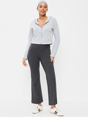 High-Waisted Fashion Kick Flare Leggings - Dark Heather Gray