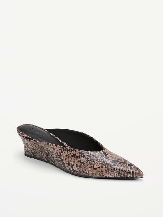 Pointed-Toe Mules for Women - Snake