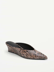 Pointed-Toe Mules for Women - Snake