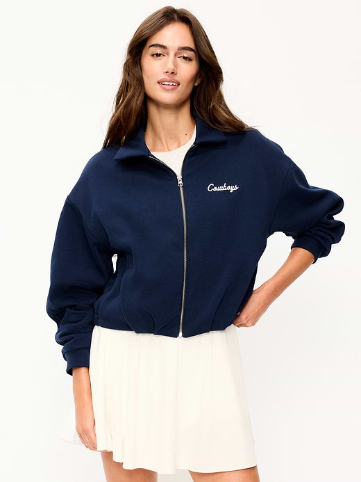 Dallas Cowboys Oversized Fleece Bomber Jacket for Women - Dallas Cowboys