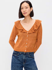 Ruffle-Collar Wool-Blend Pointelle Cardigan - Spice of Life