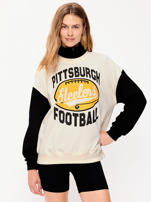 Pittsburgh Steelers Oversized Fleece Sweatshirt for Women - Pittsburgh Steelers