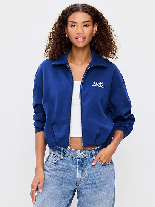 Buffalo Bills Oversized Fleece Bomber Jacket for Women - Buffalo Bills