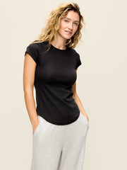 CloudLite Crew-Neck Ribbed T-Shirt - Black Jack