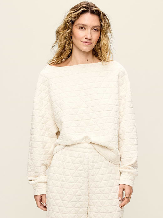 Quilted Bounce Boatneck Sweatshirt - Oatmeal Heather