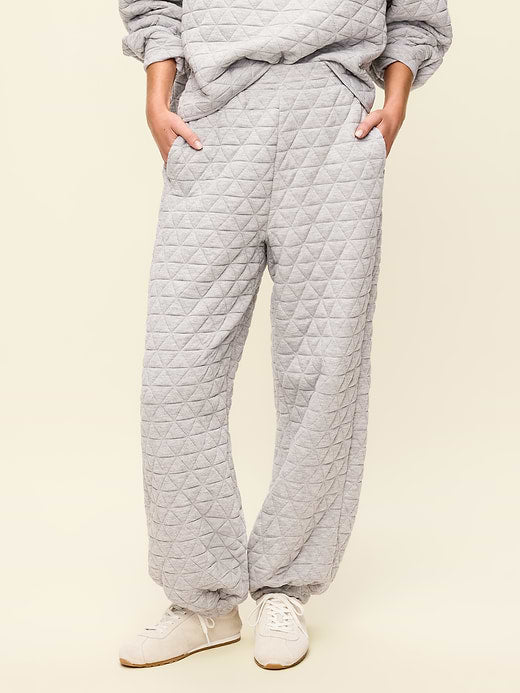Quilted Bounce Fleece Sweatpants - Heather Gray