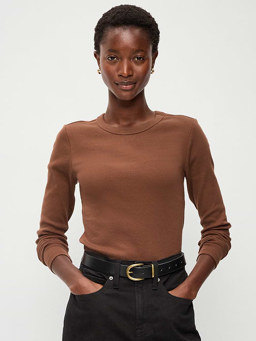 Snug Long-Sleeve Ribbed T-Shirt - Coco de mer