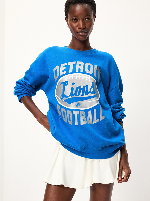 Detroit Lions Oversized Fleece Sweatshirt for Women - Detroit Lions