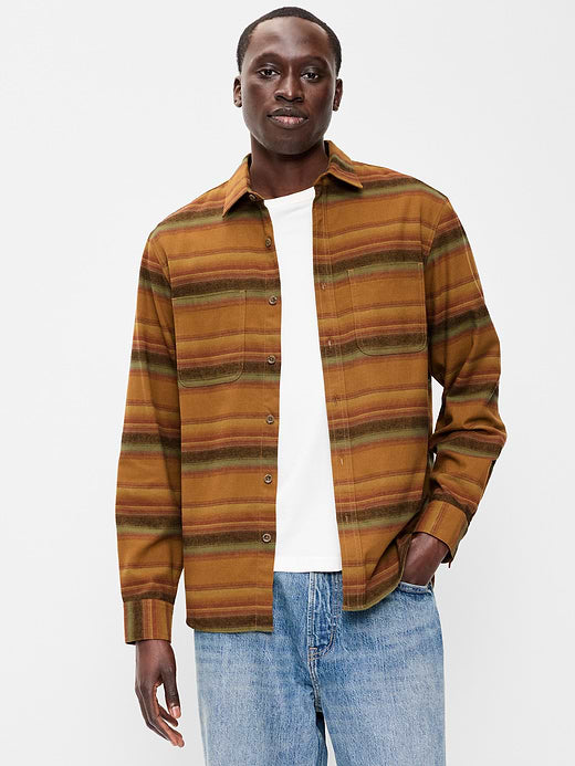 Relaxed Long-Sleeve Flannel Pocket Shirt - Bourbon