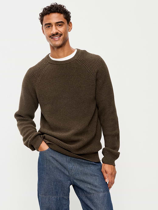 Crew-Neck Sweater - Brown Heather
