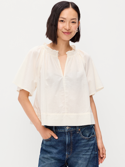 Loose Short-Sleeve Top - Creme De La Creme