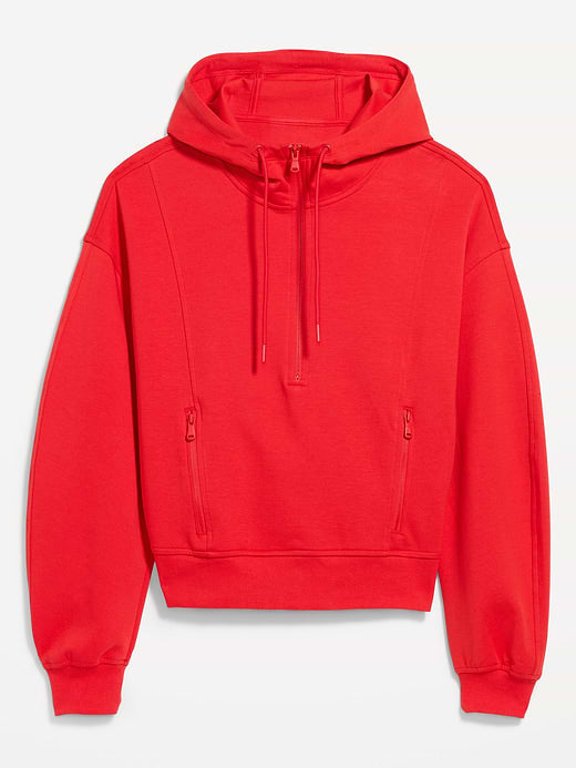 Dynamic Fleece Half-Zip Hoodie Sweatshirt - Bold Red